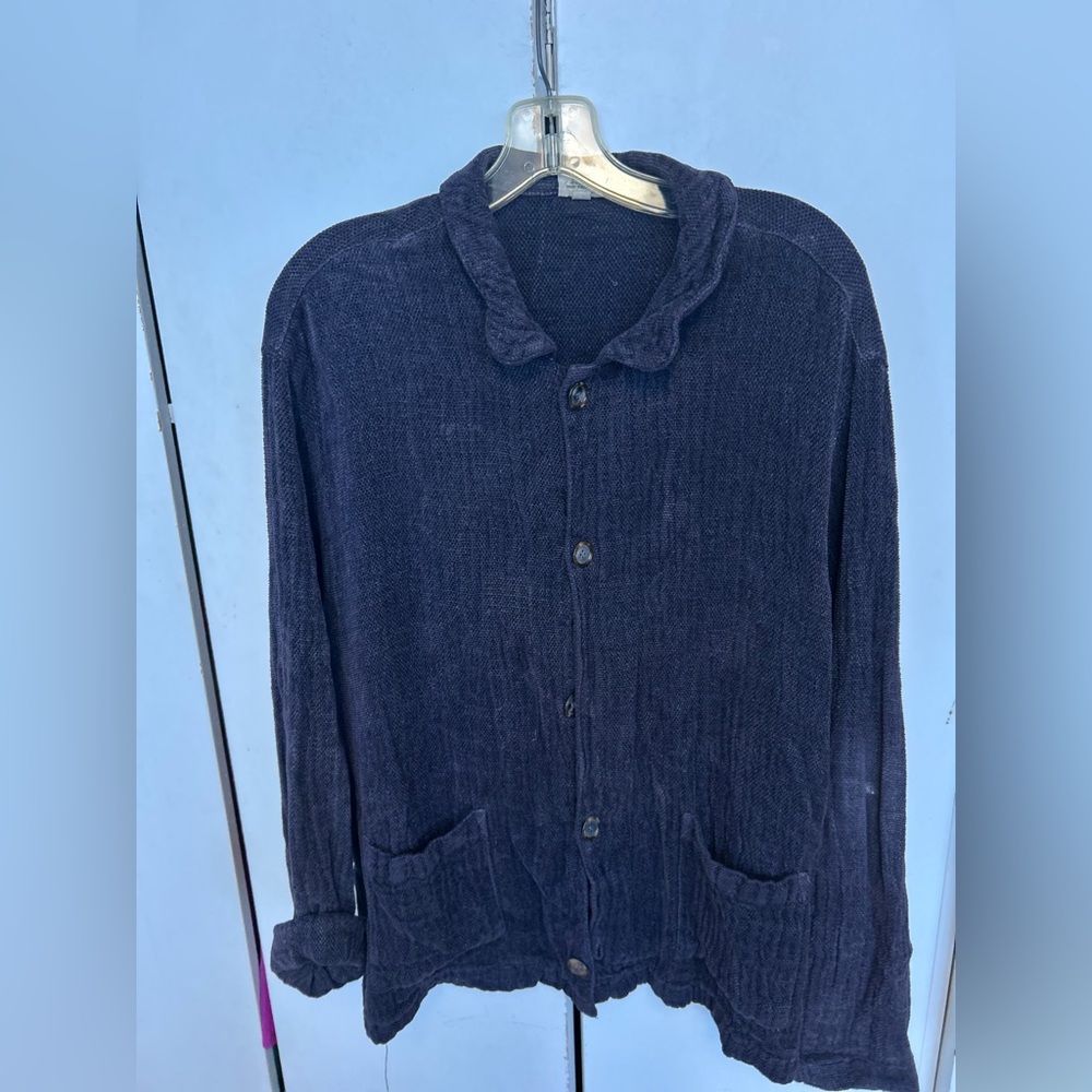 CP Shades Navy Blue Button-Up Blouse